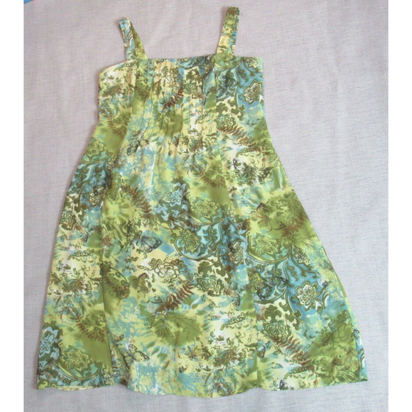Sandra Darren Dress Womens 14W Green Floral Tropical Fit & Flare Preppy Flowy - Picture 1 of 10
